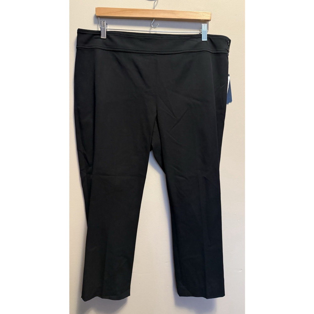Ralph Lauren Pants Black Straight Leg Flat Front Cotton Women’s Size 16 NWT